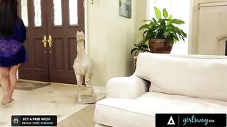 A girl made a sex tape with her girlfriend, featuring intense scissoring