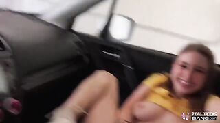 A cute teen with a big ass gets fucked in POV by a huge cock