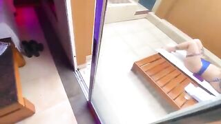 Redhead deepthroat action in bikini and public place