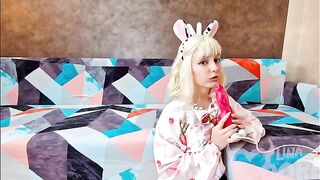 A cute girl in cow costume got cum in her holes, just like Lina Moore