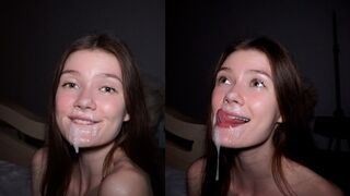 A pretty amateur has a strong desire for rough sex and choking on cum