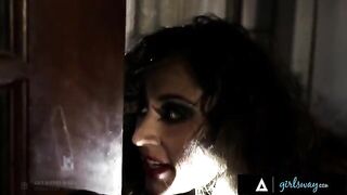 The investigator, played by the stunning Riley Reid, gets intimate with a hooker in a steamy Girlsway scene