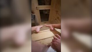 Guy masturbating in sauna, I sucked him off until he came