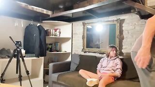 A young girl was fucked at home by a guy with a huge cock
