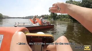 Horny chick agreed to get fucked for cash by a stranger in the forest
