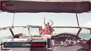 Hot yacht sex with big tits cougar