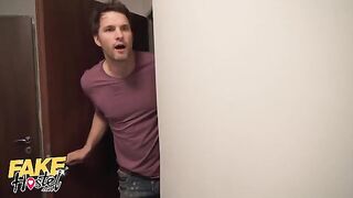 Fake Hostel sex with a hot brunette and Lily Joy
