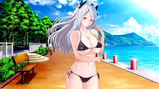 Huge tits Waifu Prinz Eugen in POV sex action