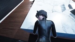 Catwoman fucks with the boss in his office, showcasing her seductive skills