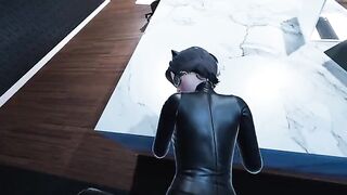 Catwoman fucks with the boss in his office, showcasing her seductive skills
