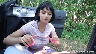 A chick is hooking for cash on the street, just like in those thrilling HUNT4K videos!