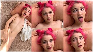 Cute teen plays with her pussy in a steamy solo session