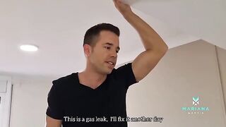 Air conditioning technician Albert left my ass covered in cum