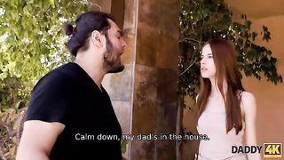 A sexy girl forgot her boyfriend and fucked with his father