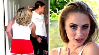 Two stunning women, Kyler Quinn and Katie Kinz, deliver an unforgettable surprise with DoorSmash