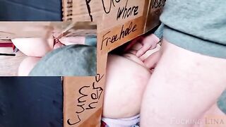 Glory Hole bang for a tight pussy, 3 times