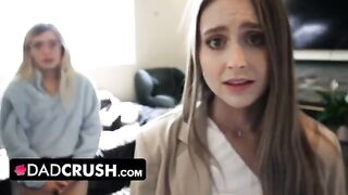 The stepfather punishes his two daughters for not following his orders