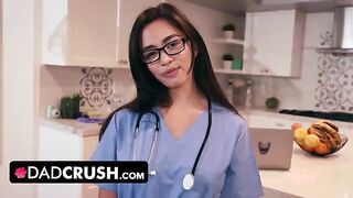 Nurse Scarlett Alexis helps her stepdad with his intense sexual needs