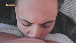 The guy caressed his girl in pajamas passionately