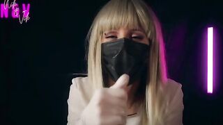 A crazy nurse in latex gloves brings the guy to orgasm