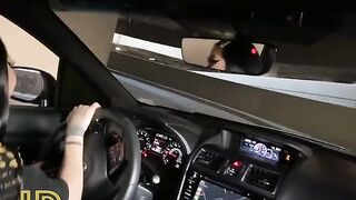 Slutty teen makes a deepthroat blowjob in the car, right in the parking lot!