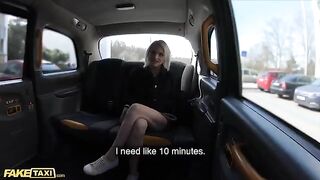 A cute young model gets her pussy stretched in a fake taxi ride