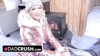 Pervert stepdad fucks his blonde stepdaughter Emma Hix and cum on her face