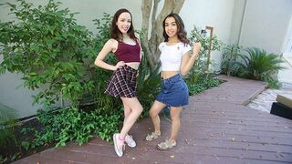 Step daughters Aliya Brynn and Jackie Rogen get fucked by their stepdad