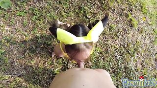 Beautiful Japanese girl has sex with her boyfriend outdoors