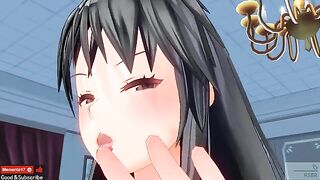 Hentai animation with Japanese girl using earphones to jack off