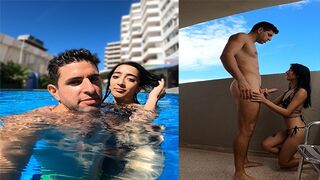 The slutty brunette Argentina is caught at the pool and fucked hard