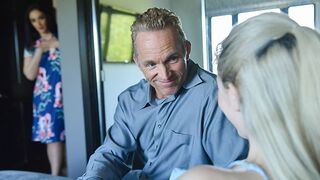 Jane Wilde rides her stepdad’s fat cock in front of her stepmom