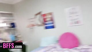 Two roommates' cocks shared by college girls Jessica Rex, Emma Starletto, and Paige Owens in a steamy orgy