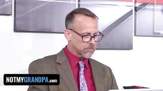 Cute ginger Madi Collins gets banged by old perv in a taboo roleplay
