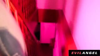 Hot Euro slut takes two cocks in her holes