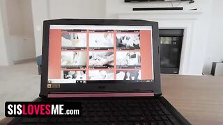 Curious step sister Violet Rain gets caught watching porn with her stepbro