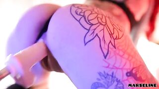The hot girl Marseline fucked by a fuck machine