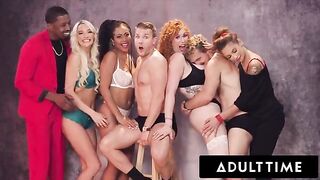 An orgy is a great Christmas present for sex-starved guys