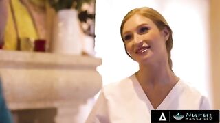 Redhead Skylar Snow gets her big tits massaged wet