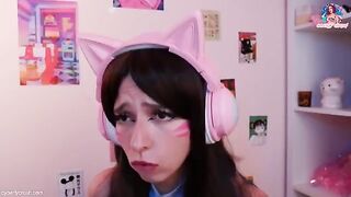 Gamer girl Dva fucks while playing Overwatch with a huge cock