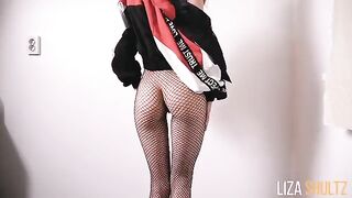 A beautiful girl plays with a dildo, exploring her body in a sensual way