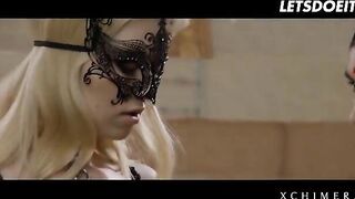 Blonde babe Misha Cross gets fucked by two cocks in HD