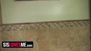 Pervert guy caught step sis Natalie Porkman jerking off her pussy