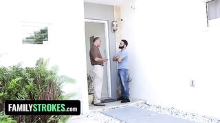 Little slut Claire Black seduces her step uncle and sneaks around the house to fuck