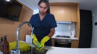 The maid’s secret is revealed, and she pays me in kind with her body