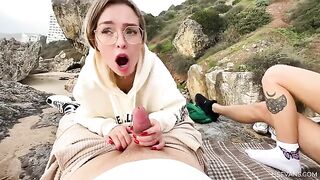 Two young girls just want to enjoy outdoor sex on the beach