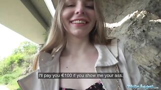 A cute young long-haired Ukrainian girl agreed to have sex for money outdoors