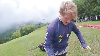 Sexx Sexxx squirts while paragliding in 2200 m above the sea, an extreme public risk