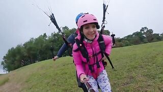 Sexx Sexxx squirts while paragliding in 2200 m above the sea, an extreme public risk