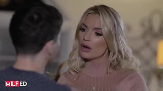 A stepmom is rewarding her stepson for his good behaviour in a steamy scene